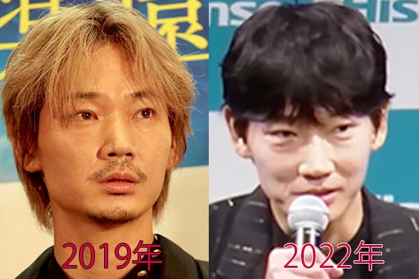 現在の顔が痩せてやつれてしまった綾野剛と若い頃の綾野剛の比較画像　2019年と2022年